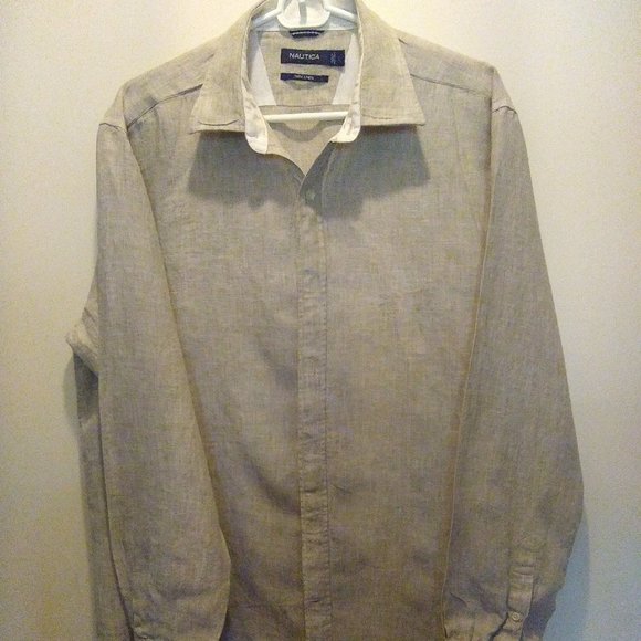Men's Nautica 100% linen long sleeve shirt - Picture 1 of 5